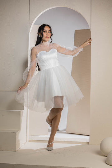 Sweetheart Mini Tulle Dress - White